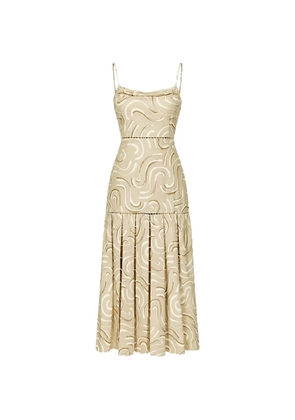 Alexis abstract-print ladder-stitch dress - Neutrals