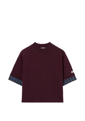 Claudie Pierlot tartan-trim short-sleeve sweater - Red