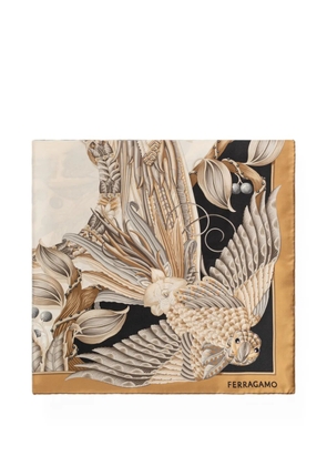 Ferragamo bird-print silk scarf - Neutrals