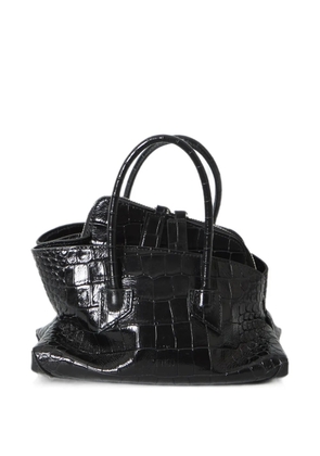The Attico mini La Passeggiata crocodile-effect leather tote bag - Black
