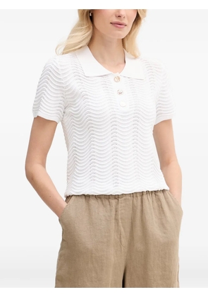 Joseph Ribkoff wavy-knit button-up polo shirt - White