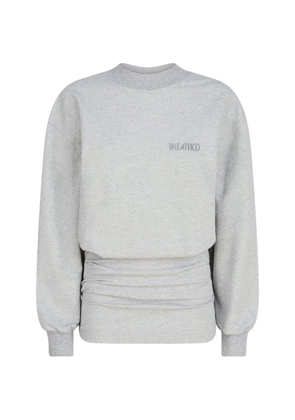 The Attico logo-embroidered ruched dress - Grey