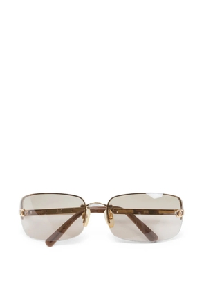 CHANEL Pre-Owned 2010s CC logo rectangle sunglasses - Gold