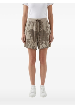 Brunello Cucinelli floral-print drawstring shorts - Neutrals