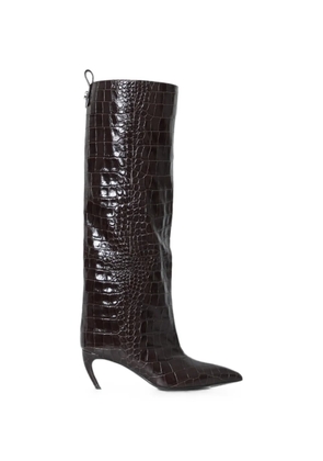 The Attico Lea croc-print pointed boots - Brown