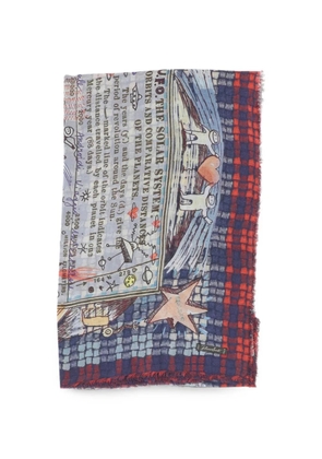 Faliero Sarti graphic-print fringed scarf - Blue
