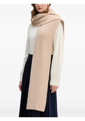 Pedro Del Hierro hooded ribbed-knit scarf - Neutrals