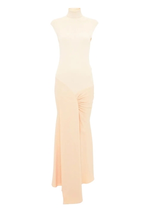 Victoria Beckham knitted-panel cap-sleeve maxi dress - Neutrals