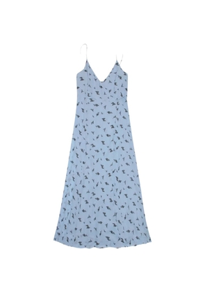 GANNI floral-print wrap midi dress - Blue
