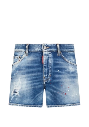 DSQUARED2 distressed paint-splatter shorts - Blue
