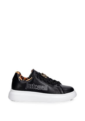 Just Cavalli logo-detail animal-print sneakers - Black
