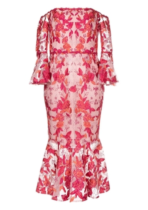 Marchesa Notte floral-embroidered off-shoulder dress