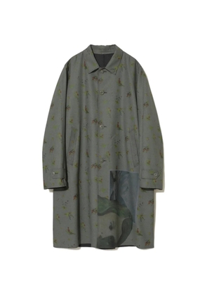 Undercover floral-print graphic-patch coat - Grey