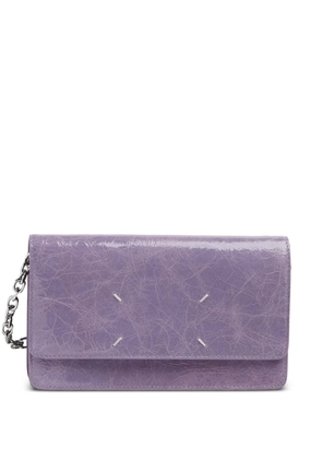 Maison Margiela crackled leather four white stitches wallet - Purple