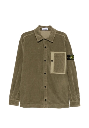 Stone Island corduroy-texture chest-pocket shirt - Green