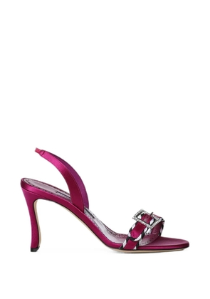 Manolo Blahnik crystal-buckle slingback sandals - Pink