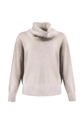 D.Exterior long-sleeve ribbed-trim sweater - Neutrals