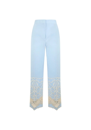 Alberta Ferretti embroidered straight-leg trousers - Blue