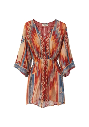 PAHIESA FORMENTERA geometric-print V-neck mini dress - Red