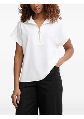 Joseph Ribkoff quarter-zip short-sleeve polo top - White