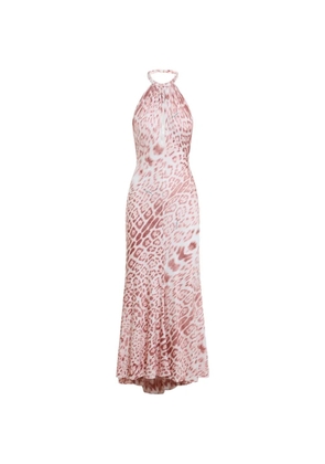 Roberto Cavalli leopard-print halterneck dress - Neutrals
