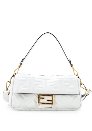 Fendi Pre-Owned Baguette NM Bag Zucca Embossed Leather Medium crossbody bag - White