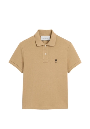 AMI Paris Cotton polo with Ami de Coeur - Neutrals