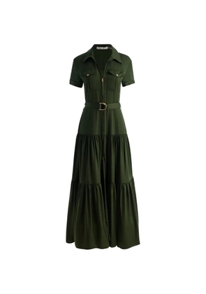 alice + olivia Lucy tiered utility maxi shirt dress - Green