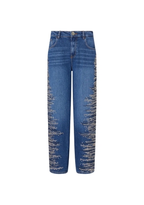 LIU JO straight jeans with jewel embroidery - Blue