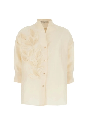 Antonelli sequin-embellished leaf-patch shirt - Neutrals