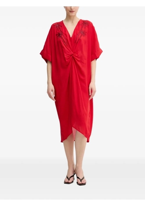 Lola Casademunt bead-embellished twist-detail midi dress - Red