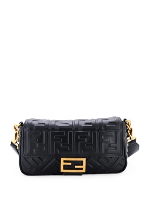 Fendi Pre-Owned Baguette NM Bag Zucca Embossed Leather Medium crossbody bag - Black