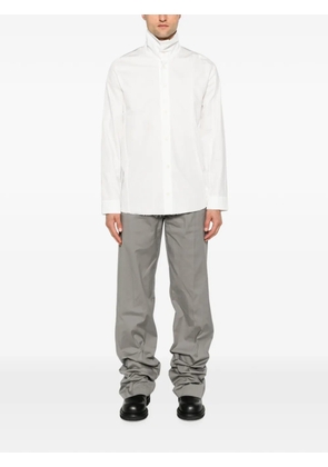 Leon Emanuel Blanck high-collar raw-edge shirt - White