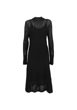 Polo Ralph Lauren Vintage crochet-knit long-sleeve dress - Black