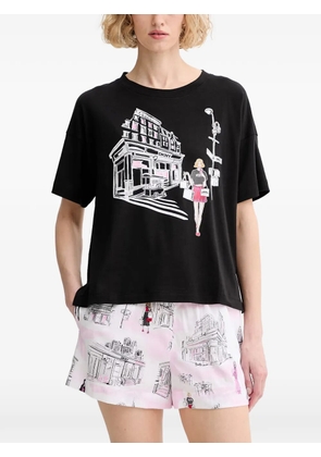DKNY print-detail short-sleeve pajamas - Black