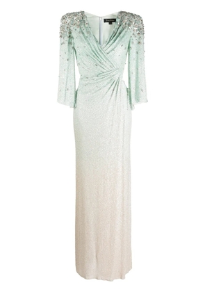 Jenny Packham Nori floral-appliqué maxi dress - Green