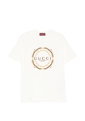 Gucci logo-embroidered cotton T-shirt - Neutrals
