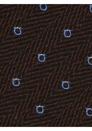 Ferragamo Gancini herringbone tie - Brown