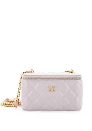 CHANEL Pre-Owned Classic Vanity Case with Resin Pearl Chain Quilted Lambskin Small clutch bag - Grey