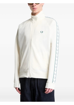 Fred Perry logo-embroidered tape-detail track jacket - White