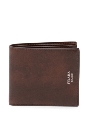 Prada logo-print leather wallet - Brown