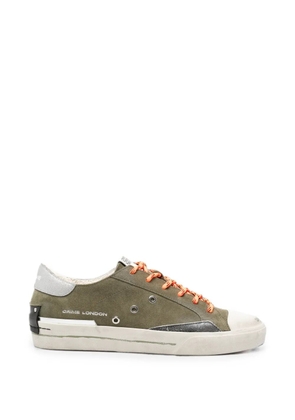 Crime London Recut Low distressed-effect lace-up sneakers - Green