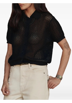 The Great. crochet short-sleeve shirt - Black