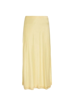 Vince raw-edge pleated satin midi skirt - Yellow