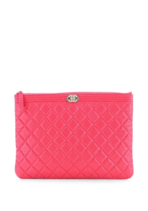 CHANEL Pre-Owned Boy O Case Quilted Caviar Medium clutch bag - Pink