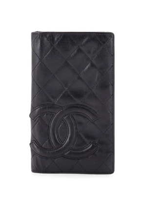 CHANEL Pre-Owned Cambon Bifold Wallet Quilted Lambskin Long small wallets - Black
