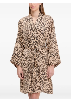 DKNY leopard-print belted robe - Neutrals
