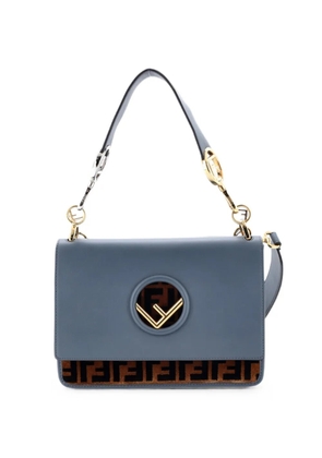 Fendi Pre-Owned Kan I F Leather and Zucca Velvet Medium shoulder bag - Blue