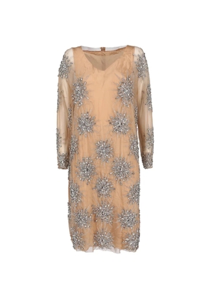 Uel Camilo crystal-embellished star-motif mini dress - Neutrals