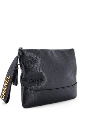 CHANEL Pre-Owned Gabrielle O Case Crocodile Embossed Calfskin Medium clutch bag - Black
